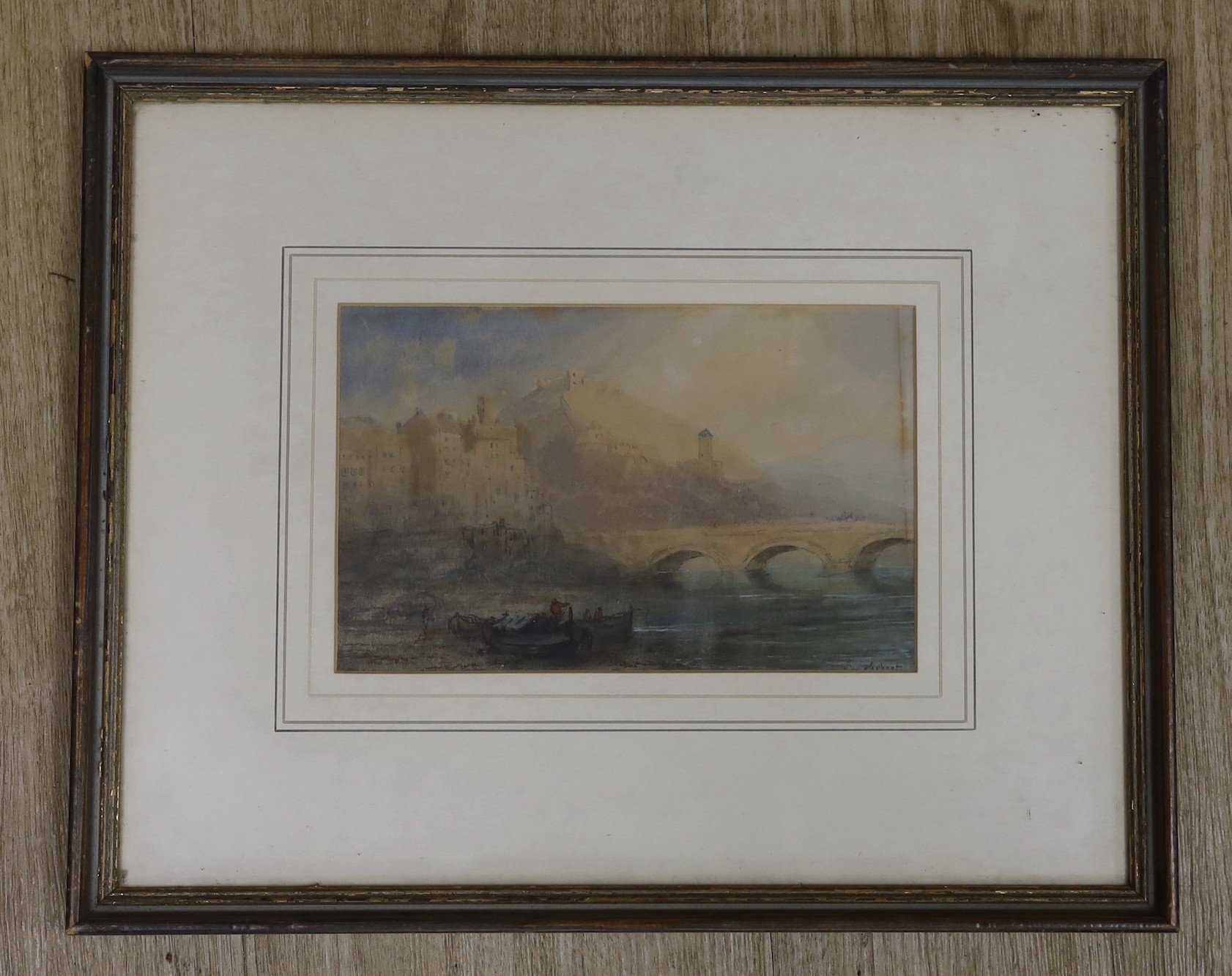 Sydney Herbert (1854-1914), watercolour, Boatman with castle beyond, signed, 12.5 x 20cm